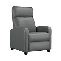 yaheetech fauteuil de relaxation chaise de détente siège de canapé rembourré pour salon/chambre à coucher/home cinéma gris/similicuir