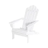 outsunny chaise de jardin pliant fauteuil adirondack pliable siège à dossier incliné grand confort bois de pin traité peint blanc