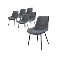 ml-design lot de 6 chaises de salle à manger, anthracite, revêtement synthétique, pieds en métal noir, fauteuil moderne, assise ergonomique, protections de sol et matériel montage inclus, style rétro