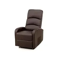ecode fauteuil relax cavana, simili cuir et inclinable à 160°, mur zéro, poches latérales eco-8580 (brown)