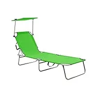 puraday chaise longue d'extérieur 187x57,5x27 cm vert pomme aluminium bain de soleil pliable transat jardin balcon terrasse patio lit de jour amuser et détendre à piscine lit de camping