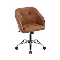 yaheetech chaise de bureau fauteuil ergonomique en similicuir pivotante dossier inclinable à 360° avec hauteur d'assise réglable pour la maison/le bureau