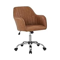 yaheetech chaise bureau design fleur fauteuil de bureau en similicuir hauteur réglable avec dossier arrondi inclinable pour chambre bibliothèque