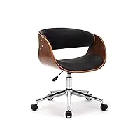 mingone chaise de bureau en bois hauteur réglable pivotant siège ergonomique chaise travail de conférence confortable avec accoudoirs (pu)