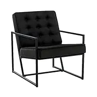 clp fauteuil lounge avon en velours i chaise capitonnée avec pieds en métal i cadre solide, couleur:noir