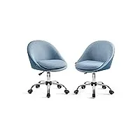 songmics chaise de bureau, lot de 2, fauteuil pivotant, siège confort, rembourrage en mousse, réglable en hauteur, pour bureau, chambre, bleu obg920q01