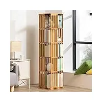 bibliothèque rotative en bambou – un présentoir de rangement polyvalent pour salon, salle d'étude et bureau – Étagères rotatives à 360 degrés avec design ouvert