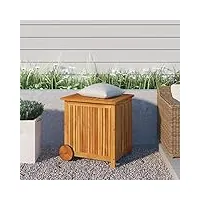 homgoday coffre de jardin à roulettes - coffre de rangement - coffre de jardin - coffre de jardin - coffre en bois d'acacia massif - 113 x 50 x 58 cm