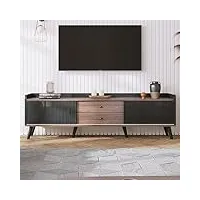 sweiko meuble tv, table tv lowboard moderne, meuble tv bas en bois avec Élégance stylée meuble tv à deux tiroirs meuble tv bas plateau avec deux portes coulissantes (160 l x 40 b x 58 h(cm), black)
