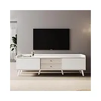 sweiko meuble tv, table tv lowboard moderne, meuble tv bas en bois avec Élégance stylée meuble tv à deux tiroirs meuble tv bas plateau avec deux portes coulissantes (160 l x 40 b x 58 h(cm), weiß)