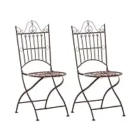 clp lot de 2 chaises de jardin pliables sadao i chaise d'extérieur en fer style antique, couleur:marron antique