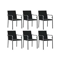 vidaxl chaises de jardin avec coussins lot de 6 noir 56x59x84 cm rotin