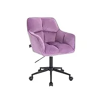 svita jerry chaise de bureau avec accoudoirs réglable en hauteur chaise pivotante avec roulettes velours violet