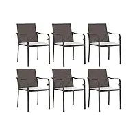 vidaxl chaises de jardin et coussins lot de 6 marron 56x59x84 cm rotin