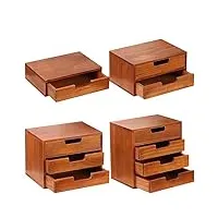 lot de 4 armoires à tiroirs empilables modernes en bois d'acajou – organisateurs de rangement à tiroirs à plusieurs niveaux – armoires à tiroirs de comptoir pour mélanger et assortir (lot de 4)