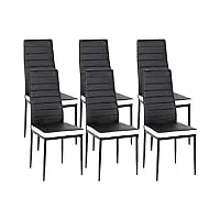 iztoss chaise salle a manger lot de 6, siege rembourre epais salle a manger et pieds en métal, pour la salle à manger, le salon, le restaurant, le café ou le bureau. (noir+blanc)