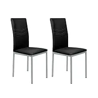 homewell lot de 2 chaises de salle à manger, ergonomiques, dossier avec cadre en acier, cuir pvc de qualité supérieure avec éponge épaisse, meubles de maison et de cuisine (2, modèle 3, noir)