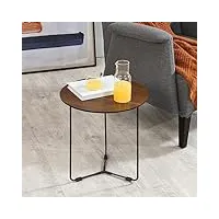 [en.casa] table d'appoint minimaliste bout de canapé design table de chevet ronde petite table basse pour salon chambre entrée guéridon mdf 42 x 39,5 cm effet noyer noir