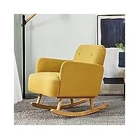 [en.casa] fauteuil à bascule confortable chaise à bascule style scandinave rocking-chair intemporel pour salon chambre bois stratifié polyester polyuréthane 77,5 x 63 x 83 cm jaune moutarde
