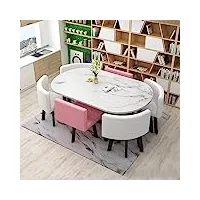 ensemble table à manger avec 6 chaises table de conférence ovale ensemble de salle à manger table de réception bureau (color : pink)