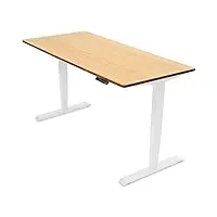 ergotopia desktopia pro x bureau électrique réglable en hauteur table mange-debout ergonomique avec 9 emplacements de rangement (bambou, structure blanche, 120 x 80 cm) rgopro-x