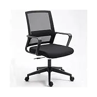 bakaji chaise hauteur réglable, fauteuil base nylon noir et 4 roues pivotantes, assise respirante anti-transpiration, levage à gaz, idéale pour maison, bureau, rembourrage en mousse, unica