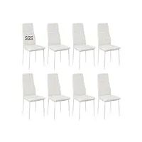 buybyroom salle à manger ensemble de 8 chaises de cuisine en métal, chaise de table de salle à manger siège rembourré confortable, blanc