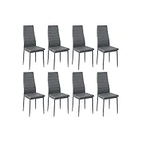 buybyroom salle à manger ensemble de 8 chaises de cuisine en métal, chaise de table de salle à manger siège rembourré confortable, gris