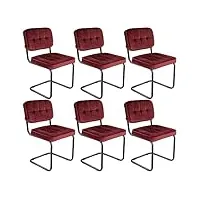 kick collection ensemble de 6 chaise de salle à manger ivy - rouge - moderne et de haute qualité - velours et métal - disponible dans de nombreuses couleurs