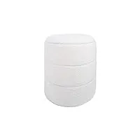 rebecca mobili pouf rond conteneur, tabouret repose-pieds, blanc, mdf éponge polyester, pour salon de salle de bain - dimensions hxlxp : 43 x 41 x 41 cm - art. re6838