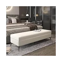 catank banc de bout de lit avec rangement, banc de rangement en similicuir, banc multifonction pour repose-pieds de meubles de décoration haut de gamme (couleur : blanc, taille : 31x18x18
