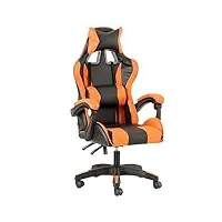 baroni home chaise de gaming, chase de jeux ergonomique chaise de bureau avec confortable dossier réglable, appui-tête et soutien lombaire, orange