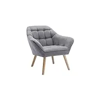 vente-unique - fauteuil en tissu gris caserta - accoudoir