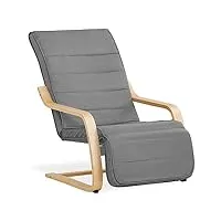 homestyle4u 2407 fauteuil de relaxation avec fonction allongée chaise oscillante avec accoudoirs gris bois