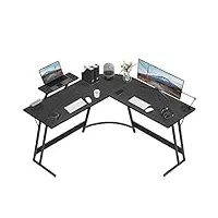 devoko bureau gaming bureau d'angle gamer 130 * 130cm bureau informatique pc en coin table en forme de l avec support d'écran table pour etudier, jouer et travailler (noir-bureau, 130_x_130_cm)