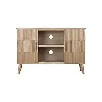 pegane meuble tv en bois de paulownia et mdf coloris marron - longueur 120 x profondeur 40 x hauteur 80 cm