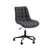 idimex chaise de bureau talia, fauteuil pivotant sans accoudoirs, siège à roulettes réglables en hauteur, revêtement en tissu gris foncé