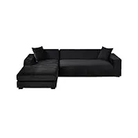guyirt velours housse de canapé d'angle, 2 pièces extensibles housse canapé angle antidérapant housse de canapé en forme de l protecteur de meubles doux pour canapé d'angle -noir-4+2 places