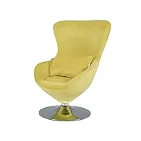 mingone chaise longue fauteuil de relaxation pivotante canapé simple dans le salon fauteuil à cocktail velours avec coussin de dossier design rétro, jaune