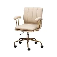 chaise de bureau, chaise de bureau ergonomique en cuir microfibre, chaise d'ordinateur à dossier moyen avec roulettes pivotantes (blanc)