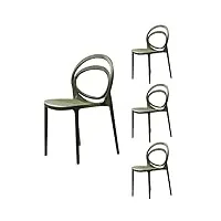 lot de 4 chaises très élégantes et robustes au design moderne. couleur verte. idéales pour l'intérieur et l'extérieur, empilables. en polypropylène et fibre de verre. pour salle à manger, bureau,