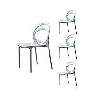 lot de 4 chaises très élégantes et robustes de design moderne. couleur bleu ciel clair. pour intérieur extérieur, empilables. polypropylène et fibre de verre. pour salle à manger, bureau, cuisine,