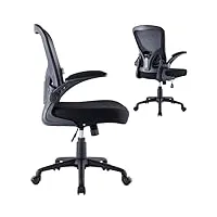 zik chaise de bureau ergonomique avec accoudoirs pliants, fauteuil pivotant avec support lombaire, hauteur réglable – 62 x 63 x 129 (metallic), métal