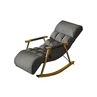 fauteuil à bascule d'intérieur, lin avec pochette latérale, chaise longue réglable pour appartement/salon/chambre à coucher/balcon/cour (color : gray)