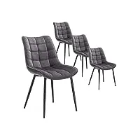 skraut home - lot de 4 chaises de salle à manger | chaise en velours tapissée | structure en métal | dossier et base confortables et rembourrés | salon, table à manger, cuisine, bureau, coiffeuse