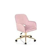 wink design shady pink fauteuil de bureau, métal tissu, rose poudré, or brillant, 57x58xh80/ 88 cm