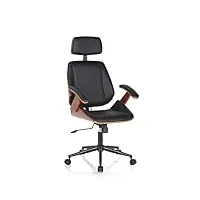 wink design derby high dark walnut fauteuil de bureau, simili métal cuir synthétique bois multicouche, noyer foncé, noir, noir mat, 62x65xh118/128 cm