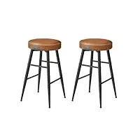 vasagle ekho collection - tabouret de bar, lot de 2, chaise de cuisine, haut, en pu avec coutures, style moderne mi-siècle, hauteur assise 63 cm, cuisine, bar, montage facile, marron caramel lbc080k01