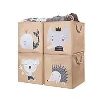 axhop boite rangement panier rangement [pack de 4] 33×33×33 cube de rangement pliantes - coffre a jouet. parfait pour le kallax,boîte à jouets dog, les livres, panier rangement bébé.