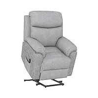 homcom fauteuil de massage fauteuil releveur inclinable fauteuil de relaxation électrique - avec repose-pied ajustable et télécommande - tissu polyester aspect lin gris